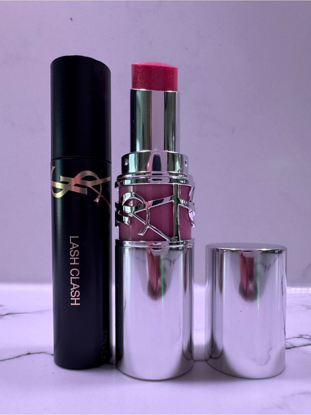 Yves Saint Laurent Pink Lipstick with Black Lash Clash Mascara